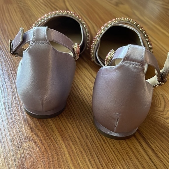 Anthropologie Satin Pointed-Toe Embellished Slingback Flats. NEW - Picture 3 of 5